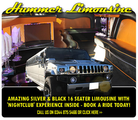 Silver and black Hummer limousine